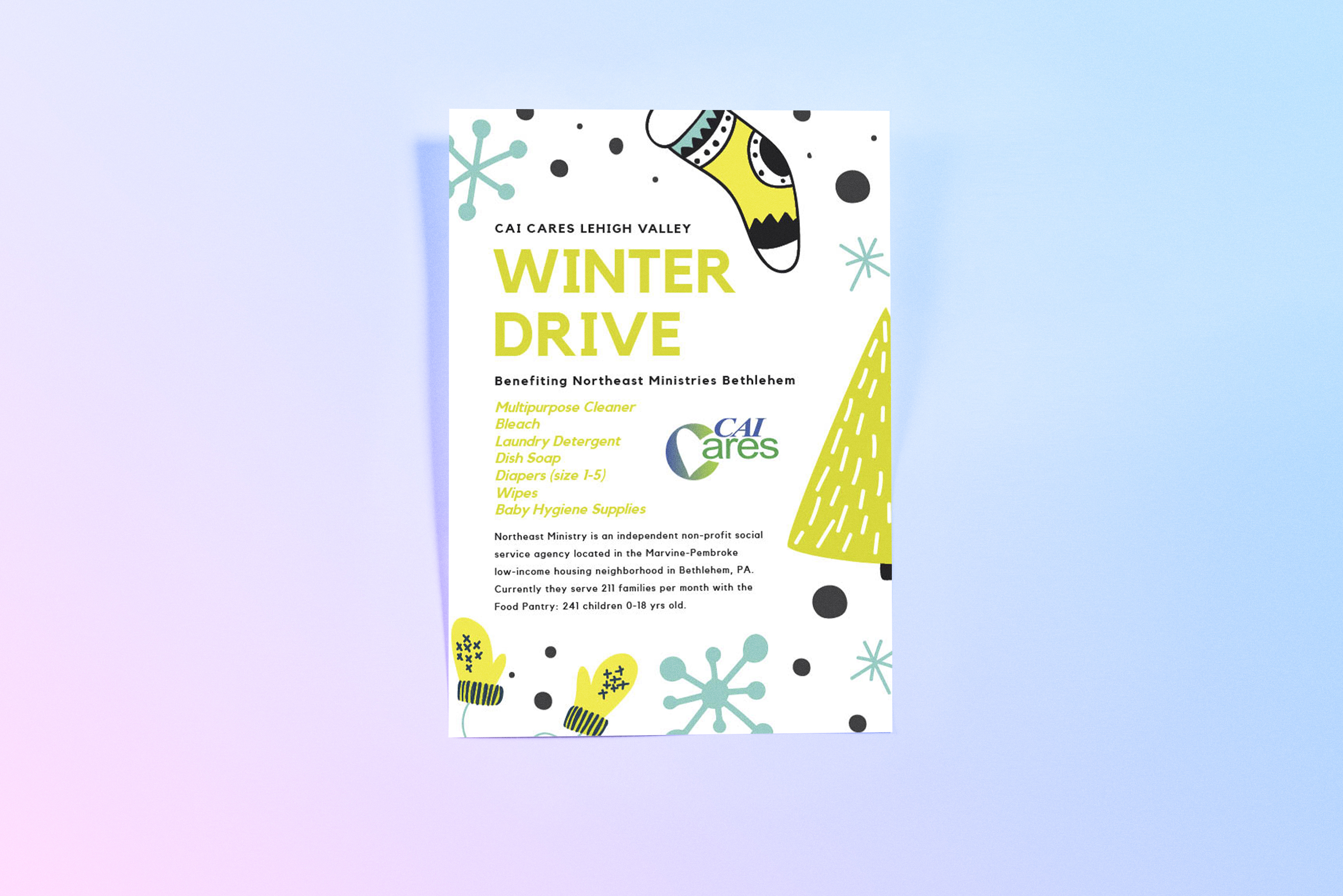 Poster for the CAI Cares Winter Drive