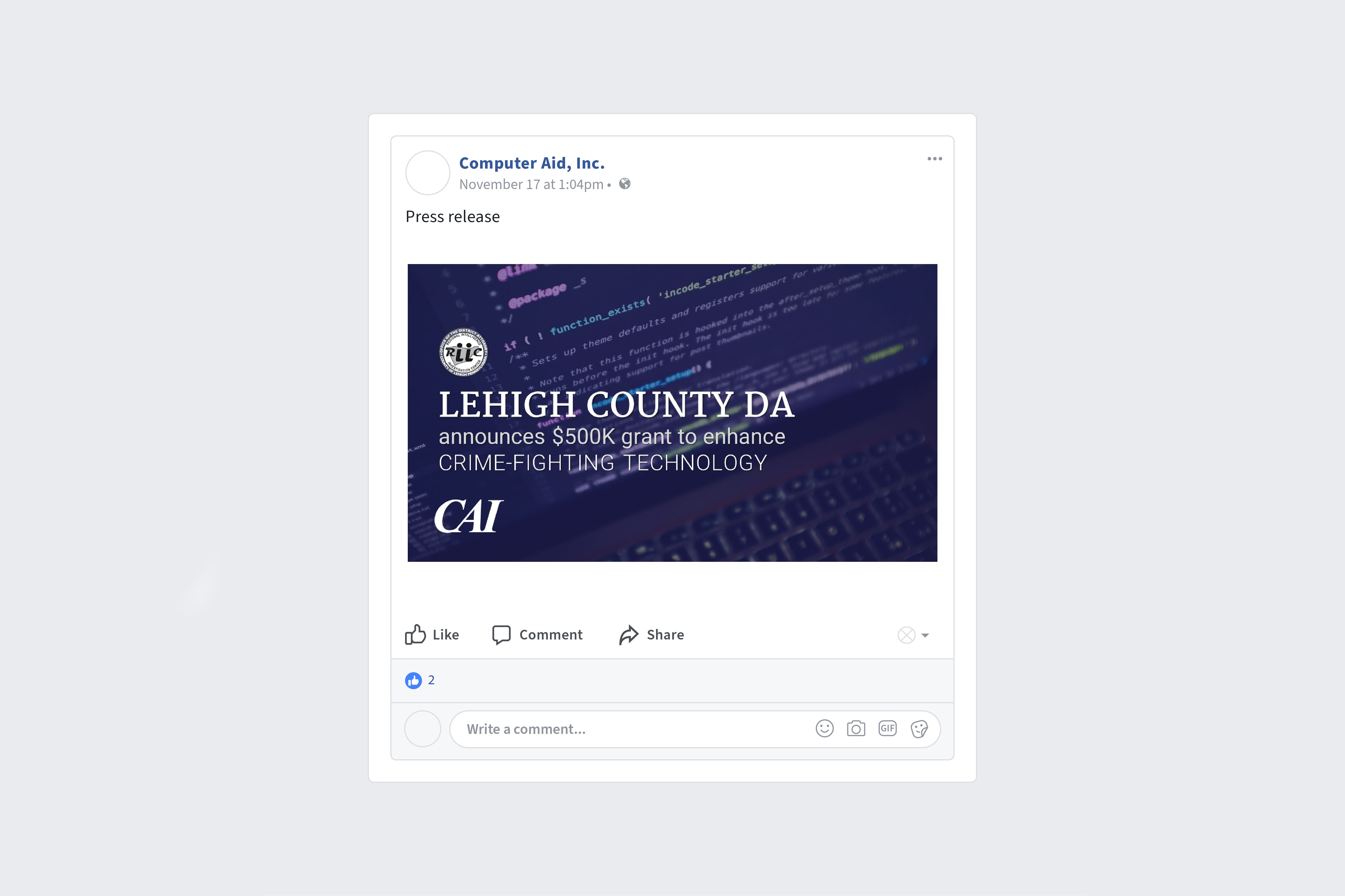 Social Post about CAI Press Release